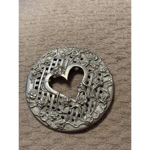 Rawcliffe Pewter Potpourri Lid Only Decorative Heart Flowers PC2708 Vintage